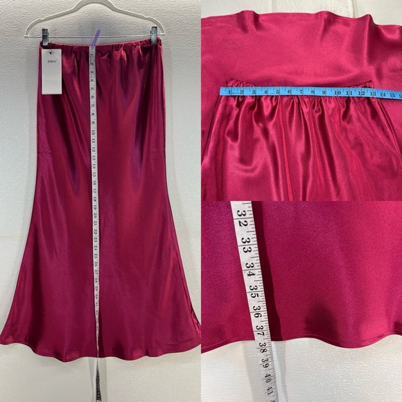 Satin Maxi Skirt for Women High Waist Drawstring Fishtail Casual Solid Long Wrap - Picture 16 of 17